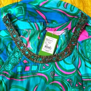Lilly Pulitzer Teal and Pink Patterned Dress